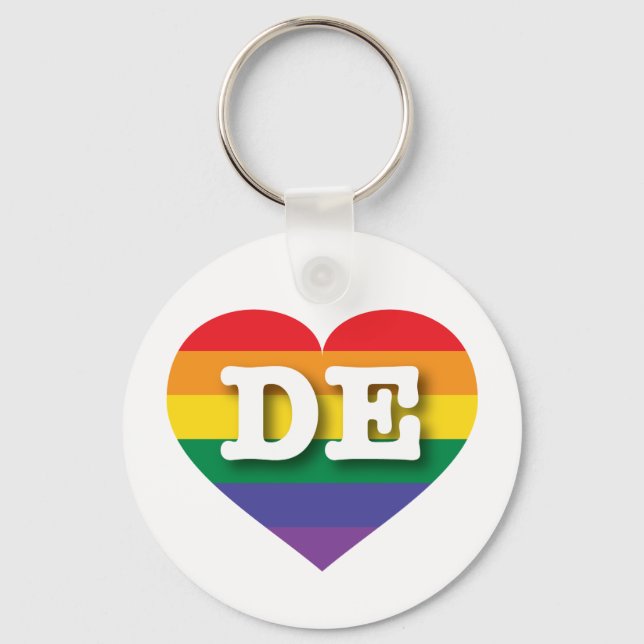 I love Delaware Gay Pride Rainbow Heart Schlüsselanhänger (Vorderseite)