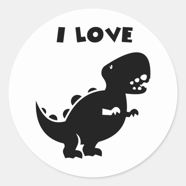 I Love Dinosaurs tyrannosaurus rex Silhouette Art Runder Aufkleber (Vorderseite)