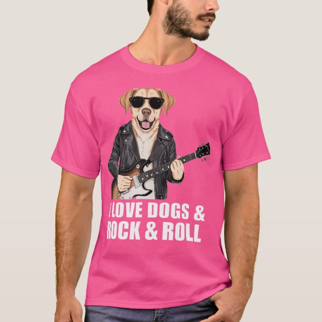 I Love Dogs  Rock  Roll Labrador Playing Electric  T-Shirt (Vorderseite)