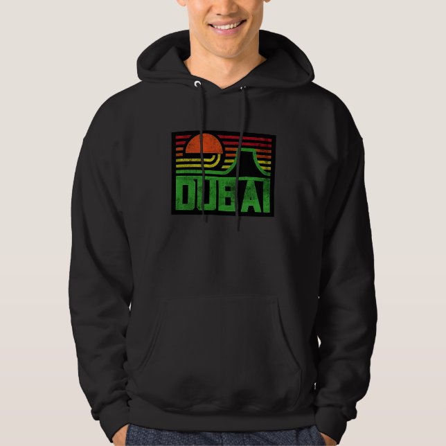 I Love Dubai Cool Retro Dubai Sunset Illustration  Hoodie (Vorderseite)