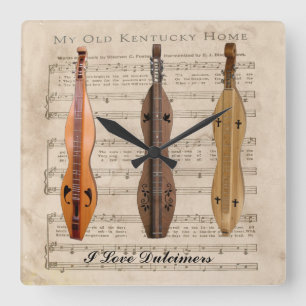 I LOVE  DULCIMERS QUADRATISCHE WANDUHR