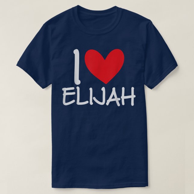 I Love Elijah Name Heart Personalized Men Guy BFF  T-Shirt (Design vorne)