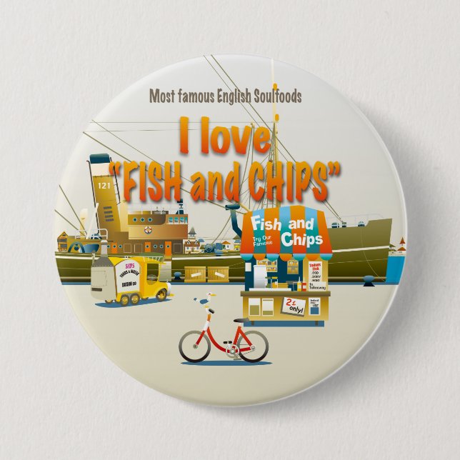 I love FISH & CHIPS Button (Vorderseite)