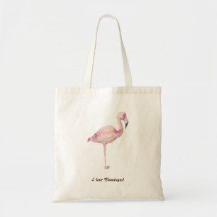 I love Flamingos   Pink Flamingo illustration Tragetasche