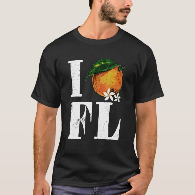 I Love Florida Orange Fruits States American T-Shirt (Vorderseite)