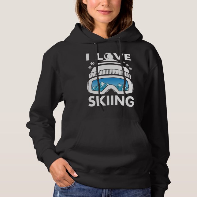 I Love Freestyle Skiing Googles Ski Poles Goggles  Hoodie (Vorderseite)