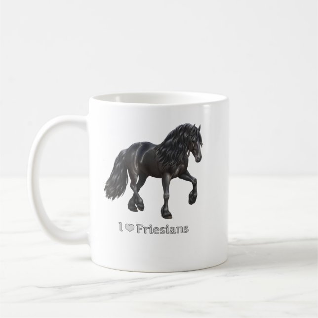 I Love Friesians Black Friesian Draft Horse Lovers Kaffeetasse (Links)