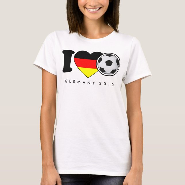 "I Love Fußball" Damen-Shirt Deutschland Germany T-Shirt (Vorderseite)