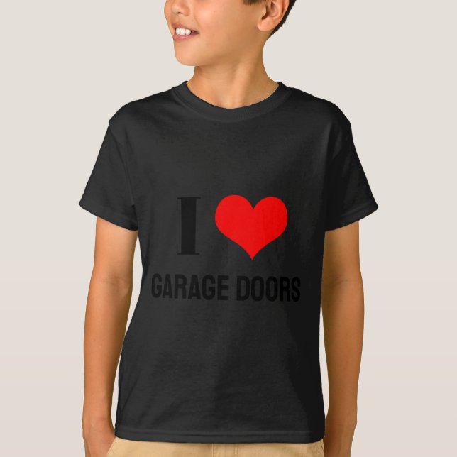 I Love Garage Doors Christmas Red Heart Funny Gift T-Shirt (Vorderseite)