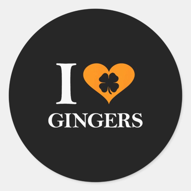 I Love Gingers Heart Shamrock Redhead Lover Shirt  Runder Aufkleber (Vorderseite)