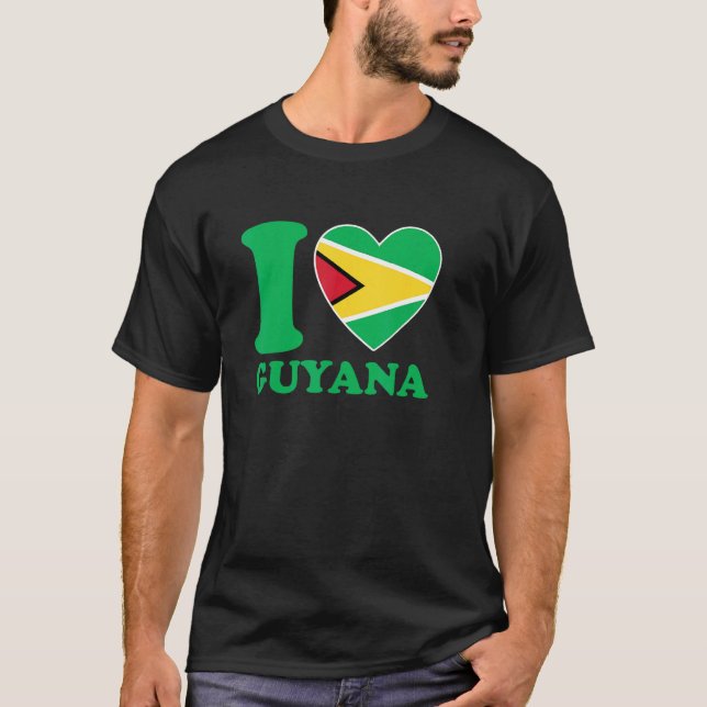 I Love Guyana Heart Flag  Quote T-Shirt (Vorderseite)