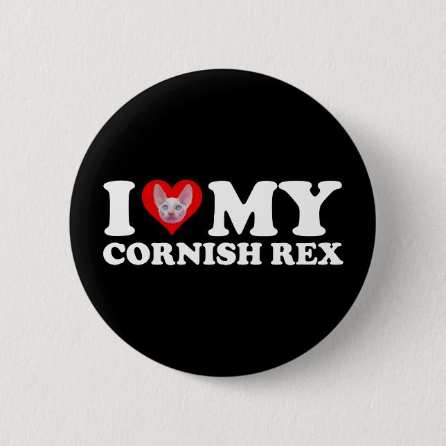I Love (Heart) My Cornish Rex Button (Vorderseite)