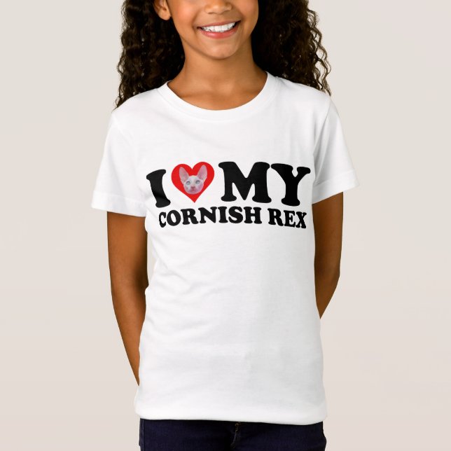 I Love (Heart) My Cornish Rex T-Shirt (Vorderseite)