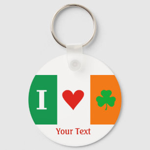 I Love Heart Shamrocks Ireland Flag Keyring Schlüsselanhänger