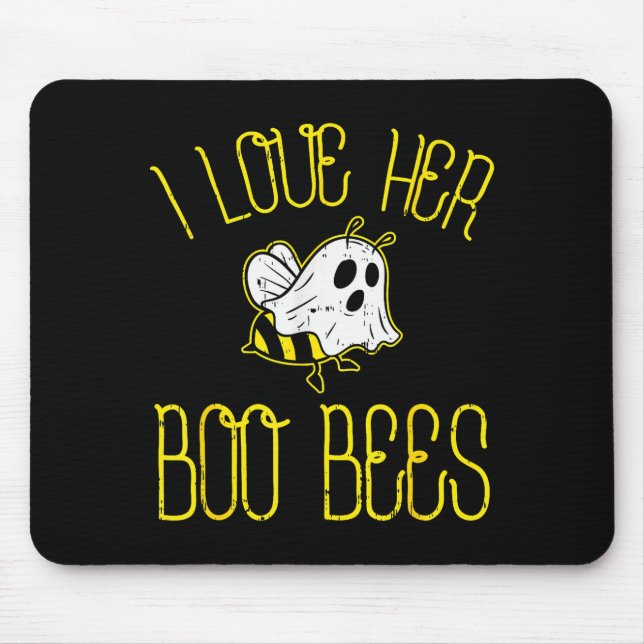 I Love Her Boo Bees Couples Halloween Adult Costum Mousepad (Vorne)