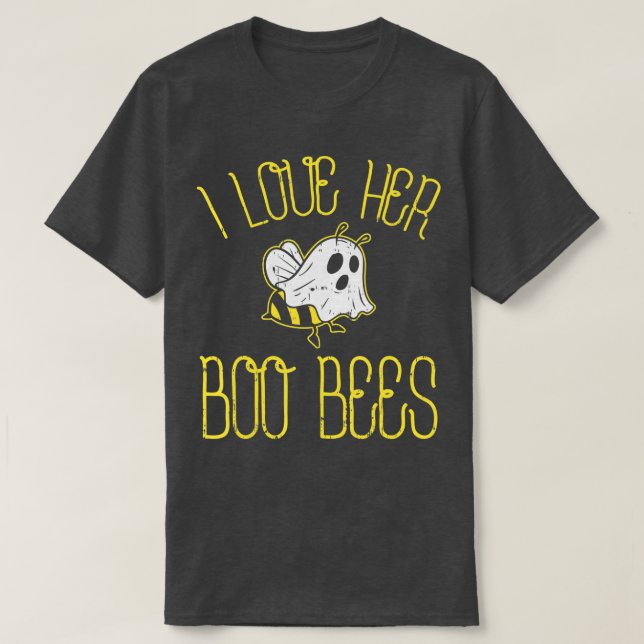 I Love Her Boo Bees Couples Halloween Adult Costum T-Shirt (Design vorne)