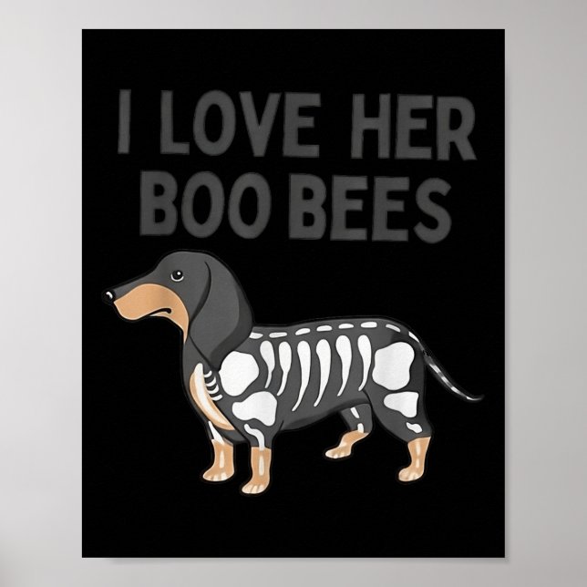 I Love Her Boo Bees Funny Halloween Dachshund Ween Poster (Vorne)