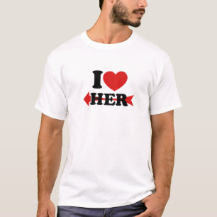 I Love Her, Heart, Arrow, Matching Couple, Valenti T-Shirt