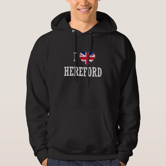 I Love Hereford England Union Jack Flag Heart Engl Hoodie (Vorderseite)