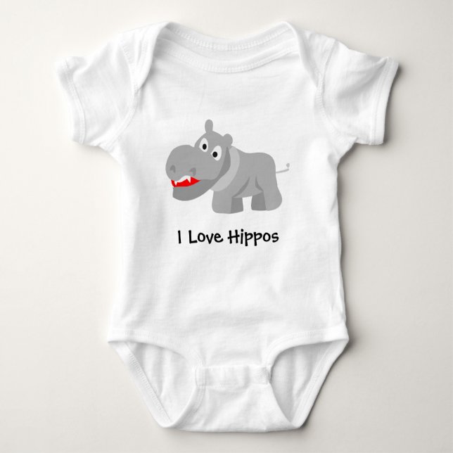 I Love Hippos Baby Strampler (Vorderseite)