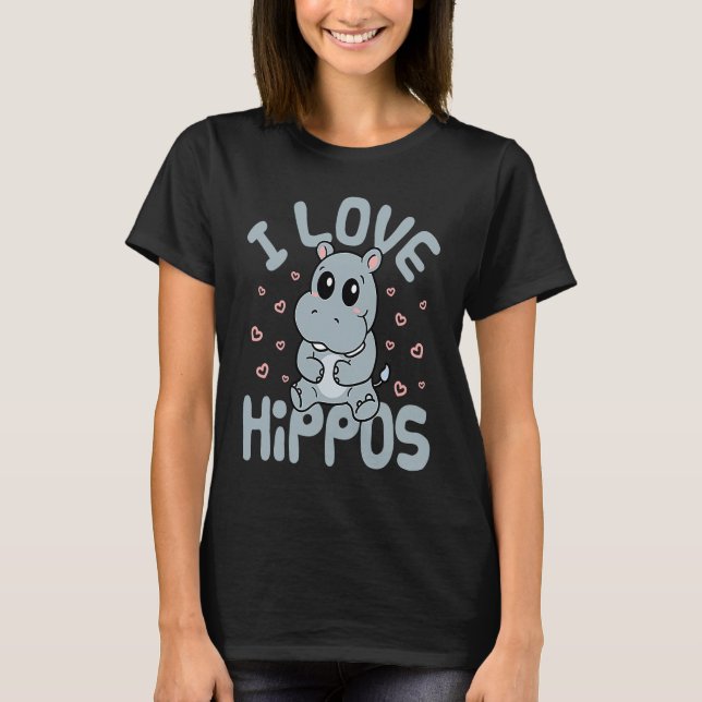 I Love Hippos Cute Hippo Hippopotamus  Men Women K T-Shirt (Vorderseite)