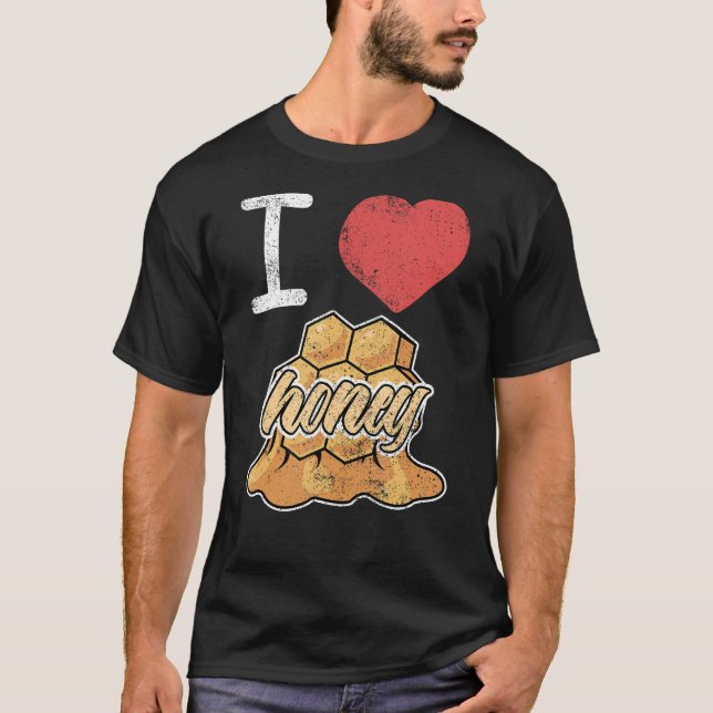 I Love Honey Beekeeper Beekeeping Honeycomb T-Shirt (Vorderseite)