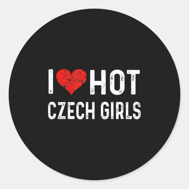 I Love Hot Czech Girls Czech Republic Heart Wife G Runder Aufkleber (Vorderseite)