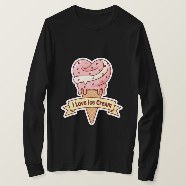 "I Love Ice Cream" Heart Swirl Cone  T-Shirt (Design vorne)