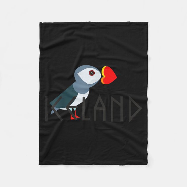 I Love Iceland Puffin Icelandic Gift  Fleecedecke (Vorderseite)