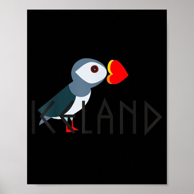 I Love Iceland Puffin Icelandic Gift  Poster (Vorne)