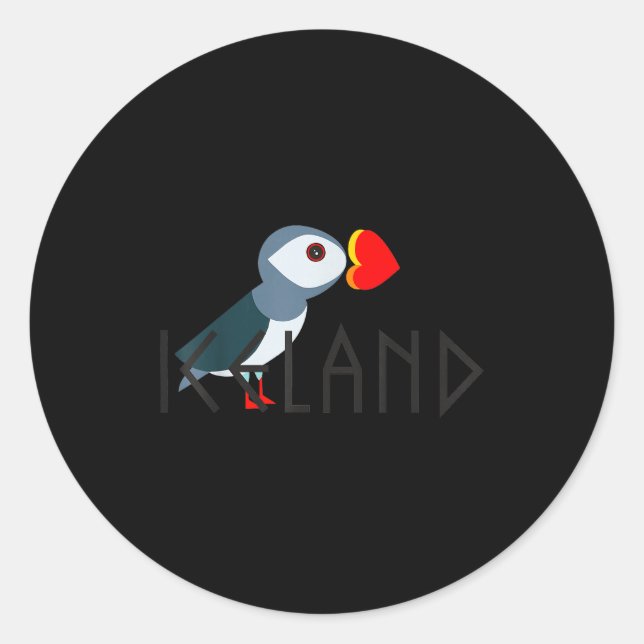 I Love Iceland Puffin Icelandic Gift  Runder Aufkleber (Vorderseite)