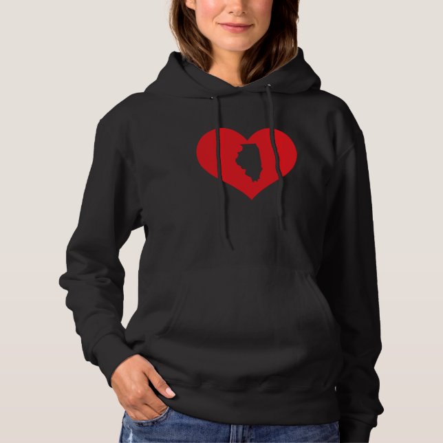 I Love Illinois Heart  Resident State Pride Hoodie (Vorderseite)
