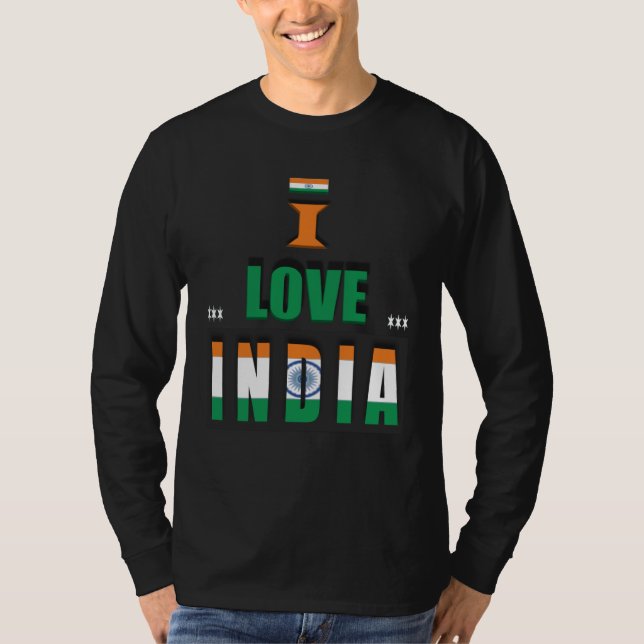 I Love India Indian India Flag T-Shirt (Vorderseite)