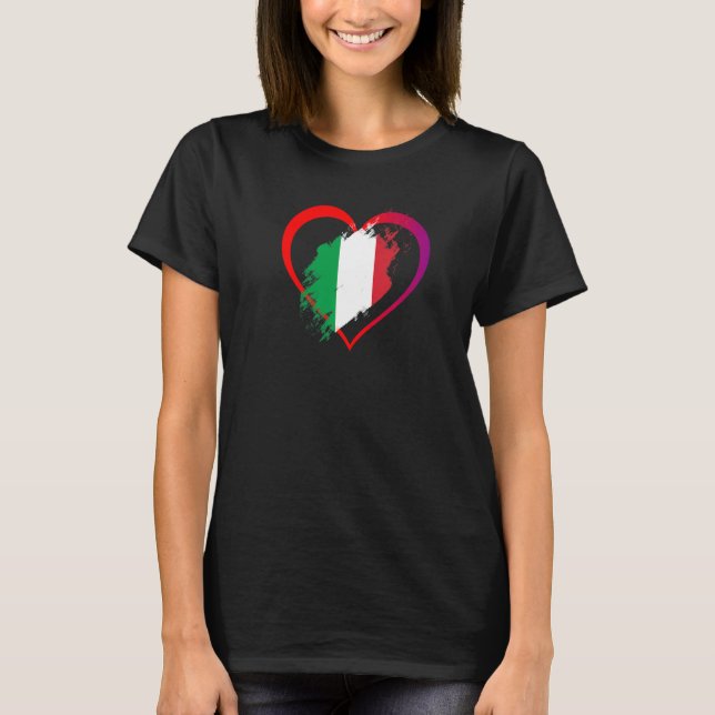 I Love Italy Italian Pride Italian Flag Heart T-Shirt (Vorderseite)