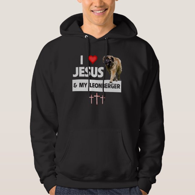 I Love Jesus and My Leonberger German Dog Mom Dad  Hoodie (Vorderseite)