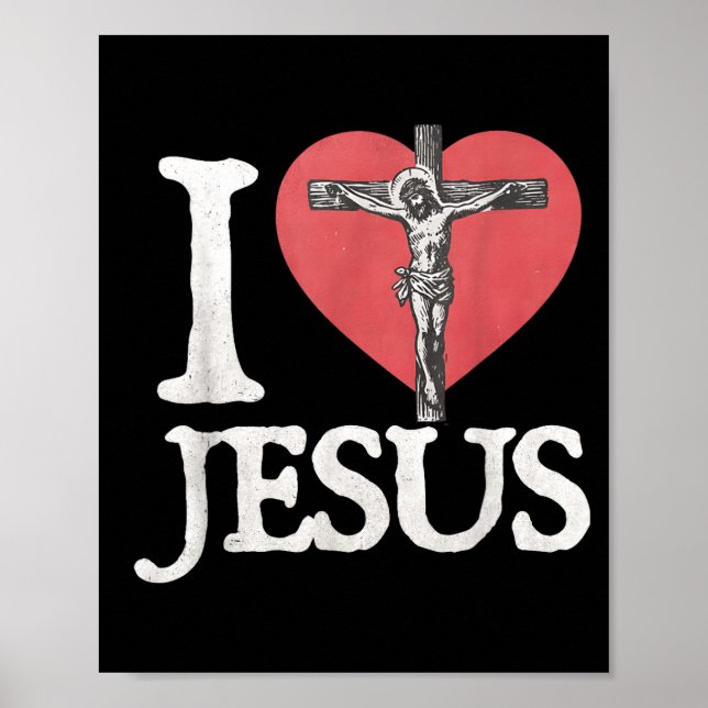 I Love Jesus Retro Christian Religious For Men Wom Poster (Vorne)