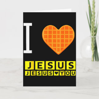 I Love Jesus Waffle Heart Funny Christian Breakfas Karte