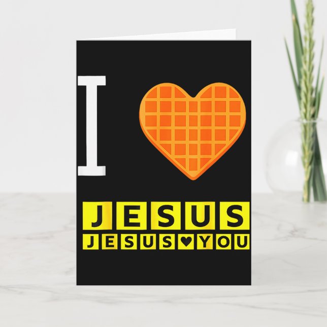 I Love Jesus Waffle Heart Funny Christian Breakfas Karte (Vorderseite)