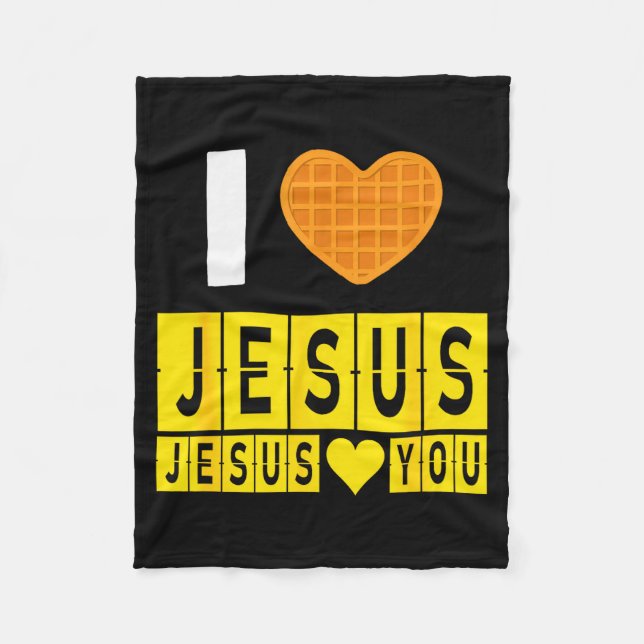 I Love Jesus Waffle Heart Jesus Loves You Funny Br Fleecedecke (Vorderseite)
