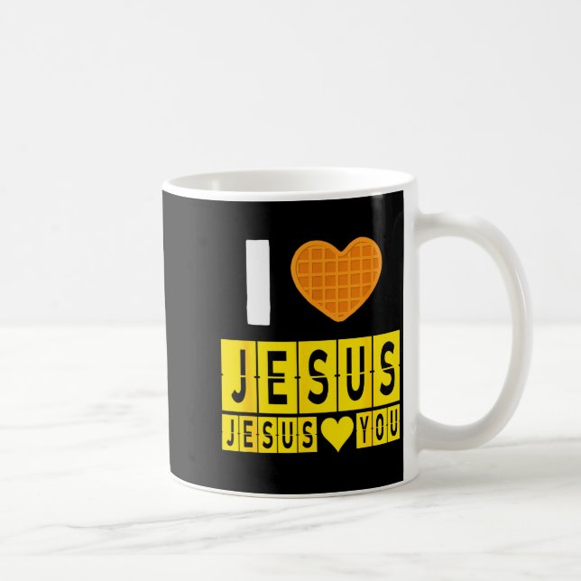 I Love Jesus Waffle Heart Jesus Loves You Funny Br Kaffeetasse (Rechts)