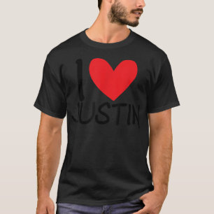 I Love Justin Name Heart Personalized Men Guy BFF T-Shirt
