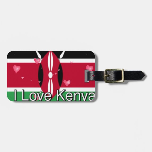 I Love! Kenya Hakuna Matata flag image Gepäckanhänger (Vorderseite horizontal)