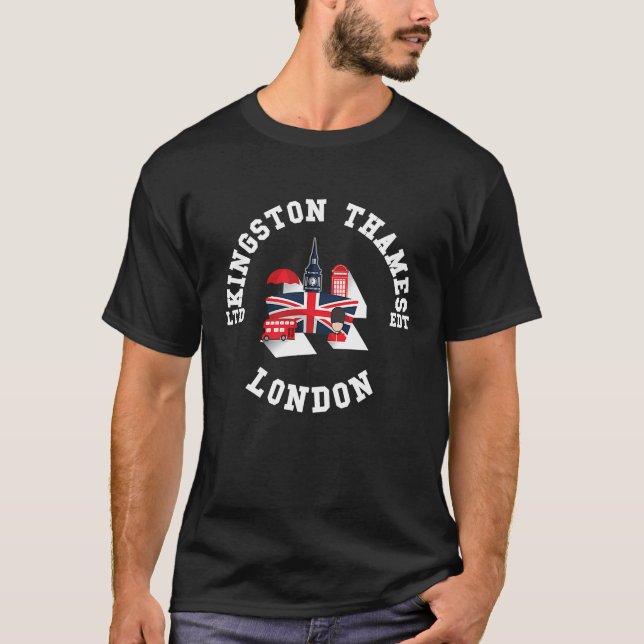 I Love KINGSTON THAMES London City Flag Badge T-Shirt (Vorderseite)