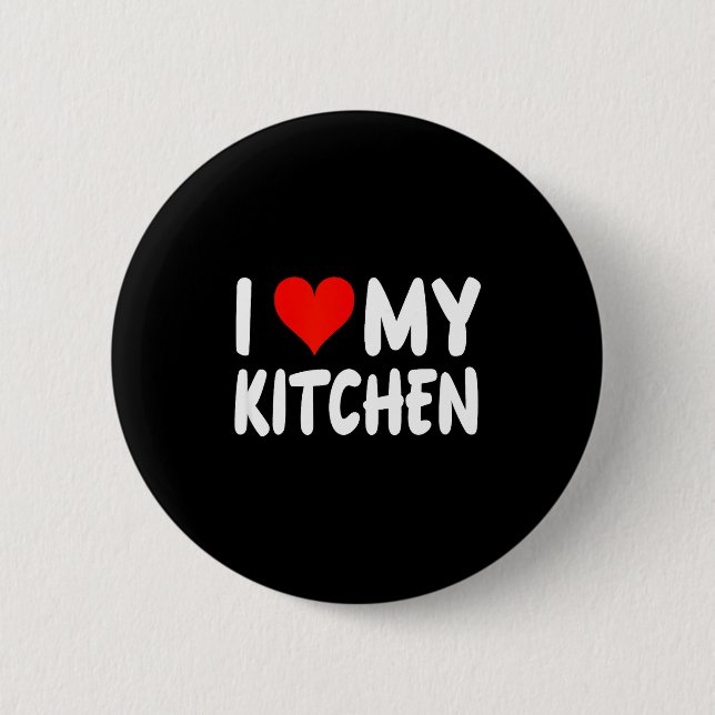 I Love Kitchen - Heart - Funny Cute Cook Remodel C Button (Vorderseite)