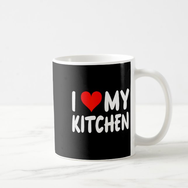 I Love Kitchen - Heart - Funny Cute Cook Remodel C Kaffeetasse (Rechts)