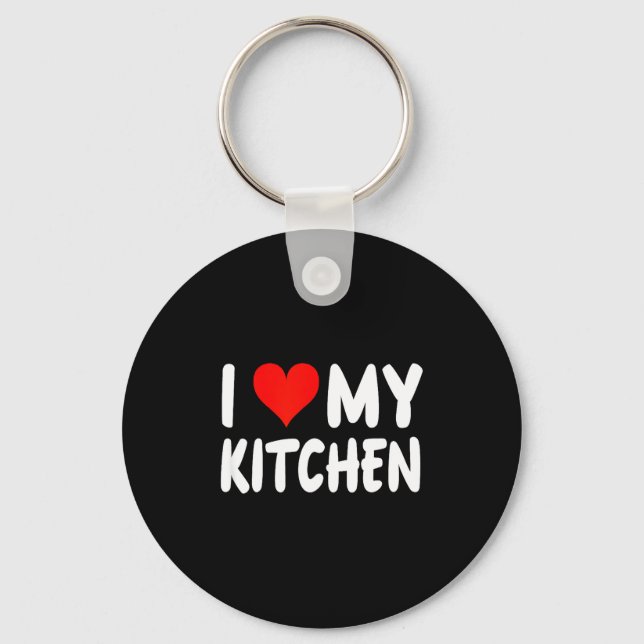 I Love Kitchen - Heart - Funny Cute Cook Remodel C Schlüsselanhänger (Vorderseite)