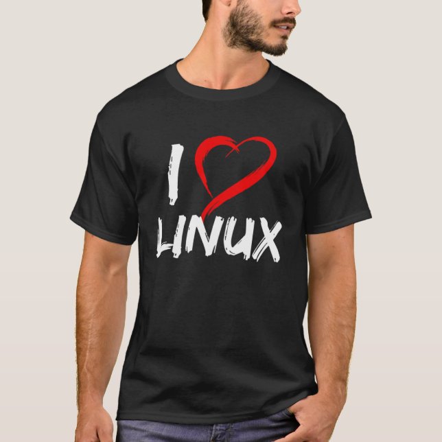 I Love Linux with Heart Penguin Tux Open Source Os T-Shirt (Vorderseite)