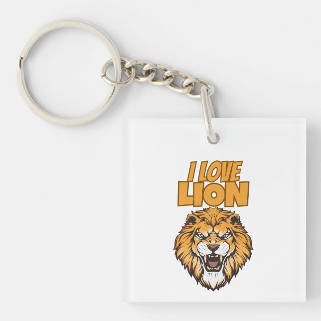 I Love Lion for Animal Lover and Wildlife Fan Schlüsselanhänger (Vorderseite)