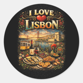 I Love Lisbon Runder Aufkleber