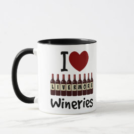 I Love Livermore Wineries Heart and Wine Bottles Tasse